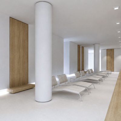 Revestimiento continuo en Solid Surface — zona spa